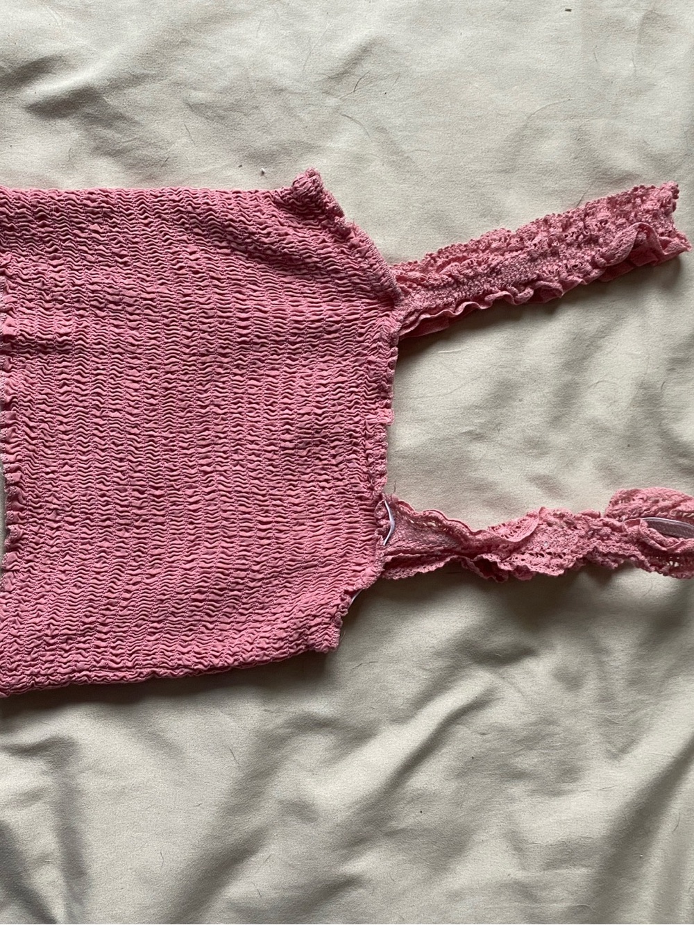 Kendall & Kylie Pink Smocked Crop Top